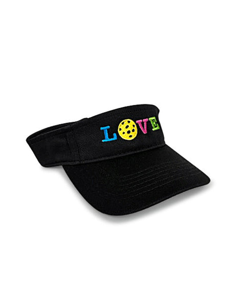 Black visor with bright LOVE