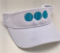 white visor with aqua tennis