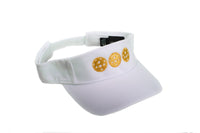 white visor with gold pb